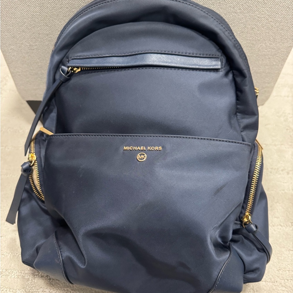 CYBER WEEK Sale! Michael Kors Unisex Navy Backpack with Gold Accents